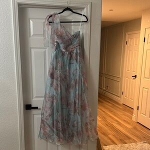 Lulu's Pink and Blue Floral Maxi Dress